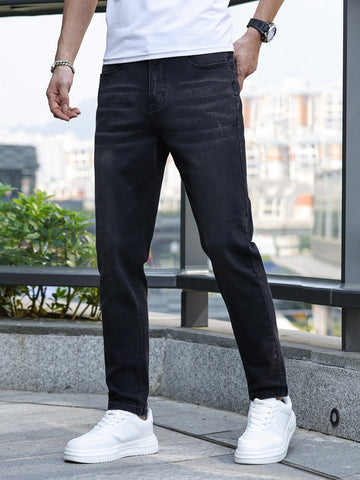 Jean droit à taille mi-haute