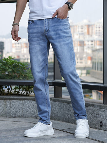 Jean droit à taille mi-haute