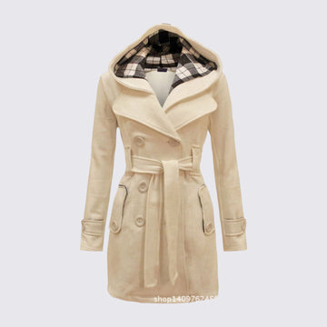 Manteau à capuche ceinturé