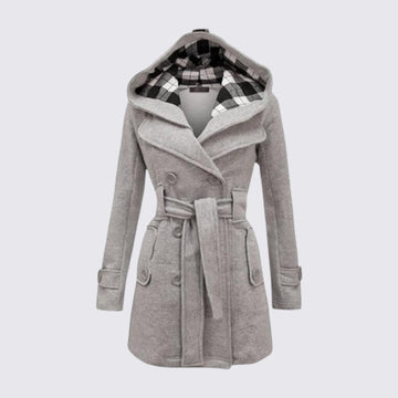 Manteau à capuche ceinturé