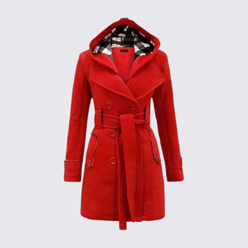 Manteau à capuche ceinturé