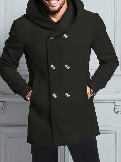 Manteau à capuche croisé, noir