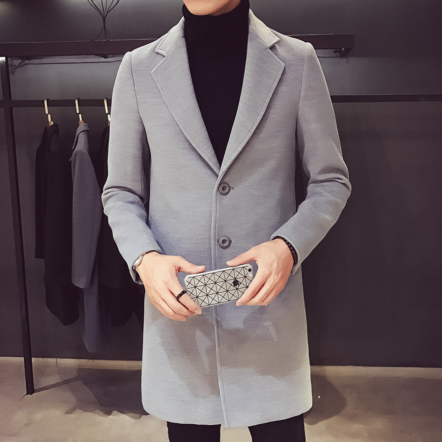 Manteau ajusté revers étroit, coloris gris clair, vue de face, vue 2