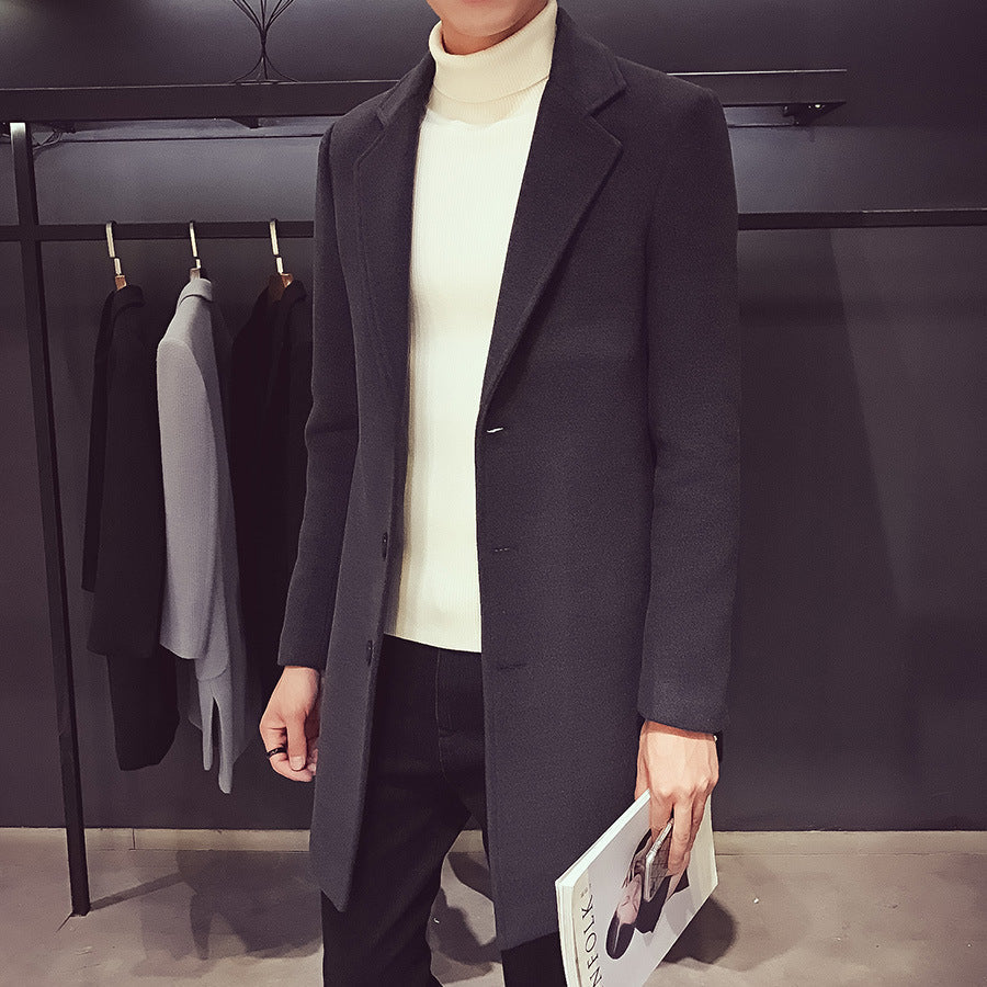 Manteau ajusté revers étroit, coloris gris foncé, vue de face
