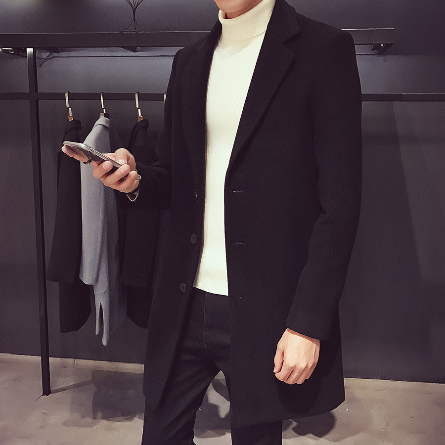 Manteau ajusté revers étroit, coloris noir, vue de face, vue 2