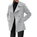 Manteau court croisé, coloris gris clair, vue de face