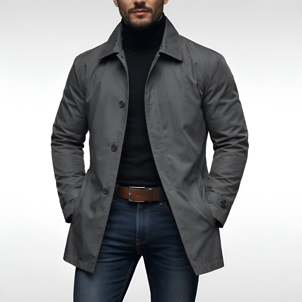 Manteau de ville droit, gris