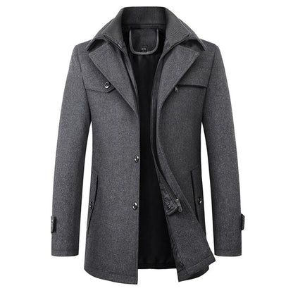 Manteau double fermeture, coloris gris foncé, vue de face