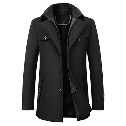 Manteau double fermeture, coloris noir, vue de face