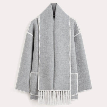 Manteau écharpe à franges