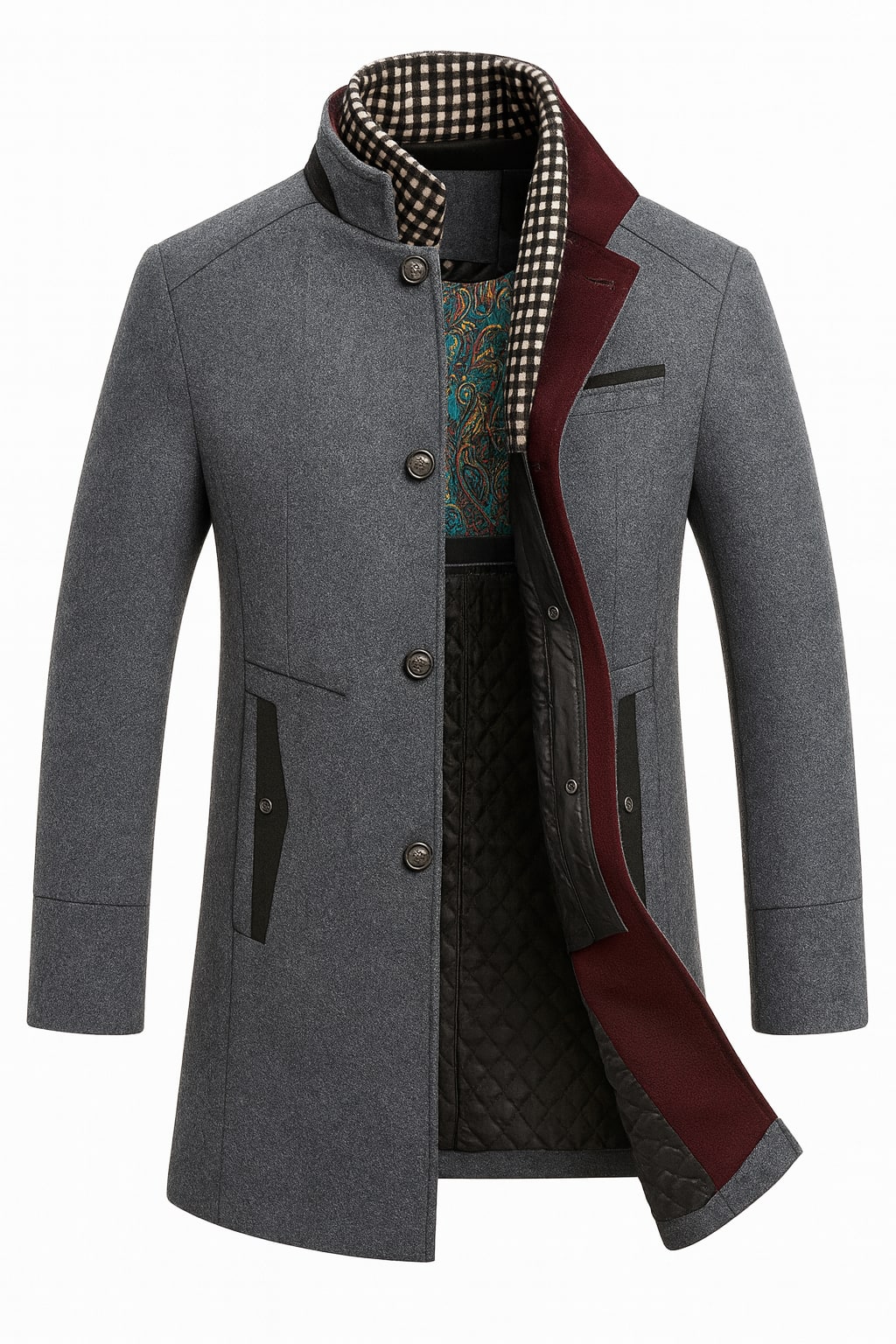 Manteau en laine mélangée, gris