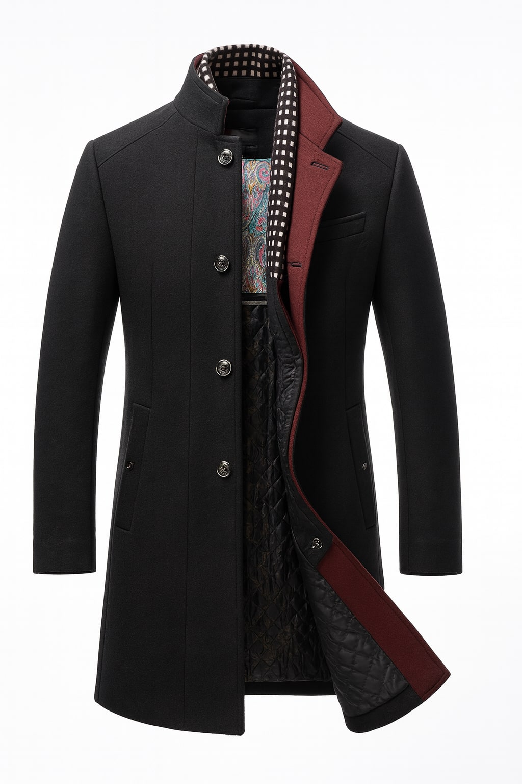 Manteau en laine mélangée, noir