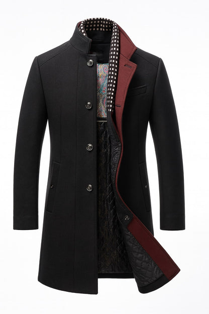 Manteau en laine mélangée, noir