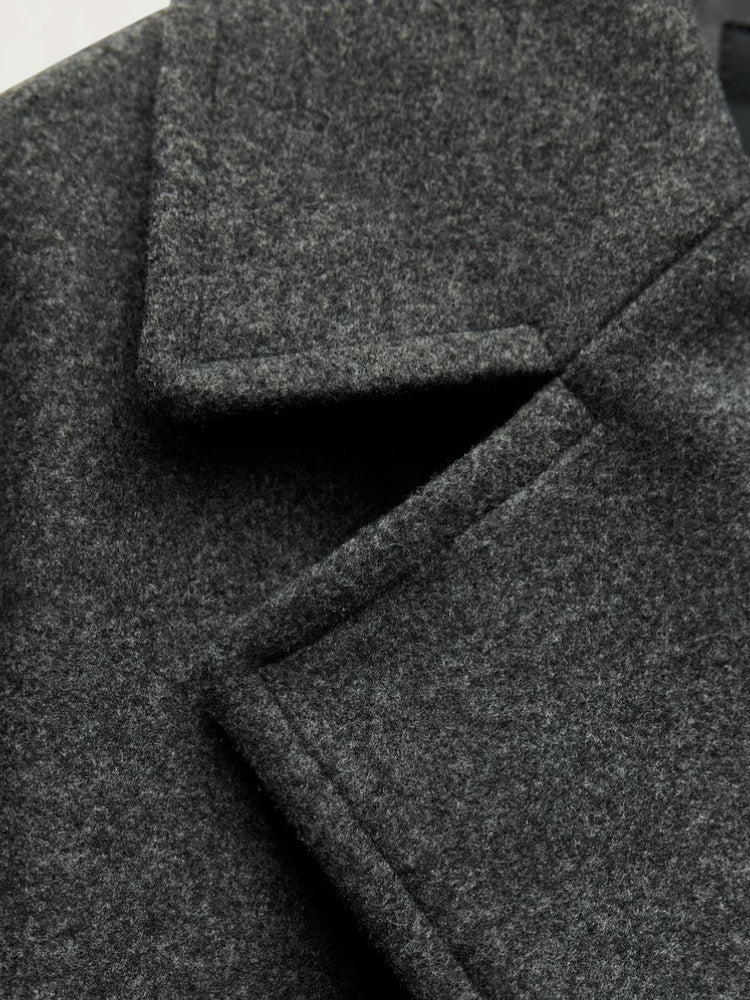 Manteau long croisé ample, revers