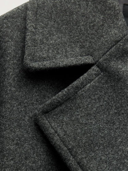 Manteau long croisé ample, revers