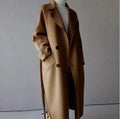 Manteau long en laine, camel