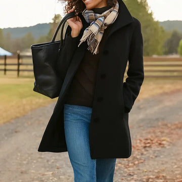 Manteau mi-long col montant