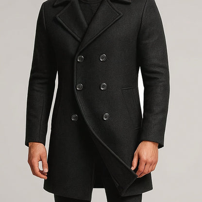 Manteau midi croisé, noir