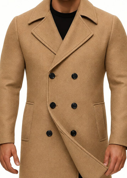Manteau midi croisé, camel
