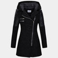 Manteau zippé à capuche, coloris noir, vue de face