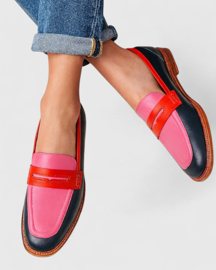 Mocassin à pont, coloris multicolore, la paire présentée à plat