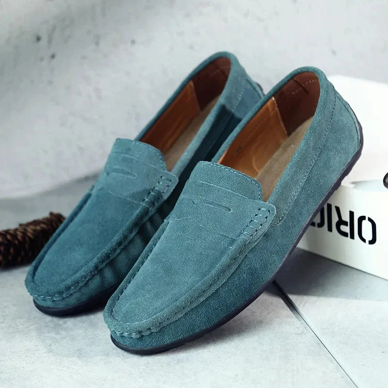 Mocassins penny à enfiler, bleu canard