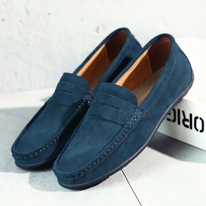 Mocassins penny à enfiler, bleu marine