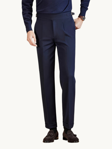 Pantalon droit à plis