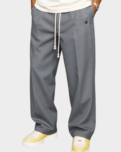 Pantalon fluide à cordon, coloris gris, vue de face