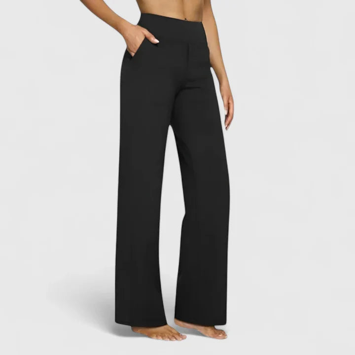 Pantalon large à taille haute, vu de face