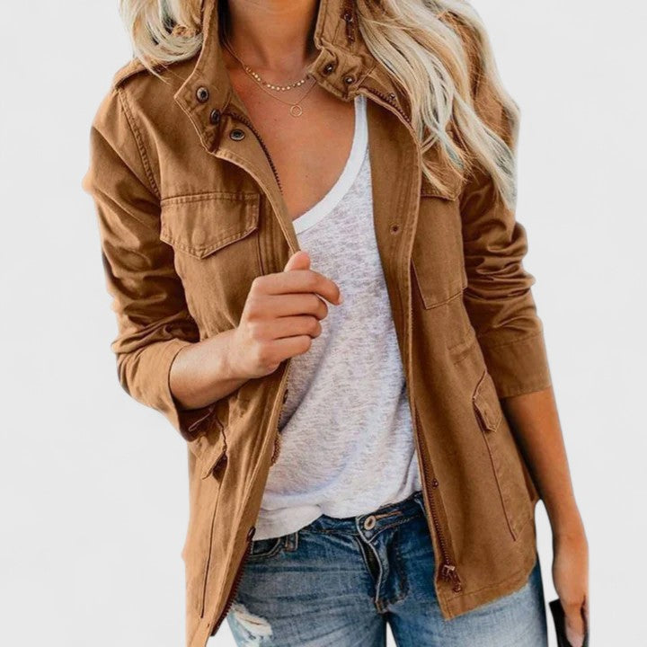 Parka cordon de taille, coloris caramel, vue de face