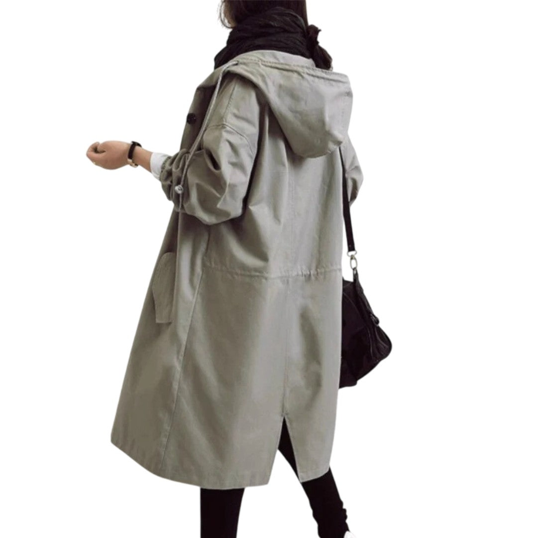 Parka longue de pluie, coloris pierre, vue de dos
