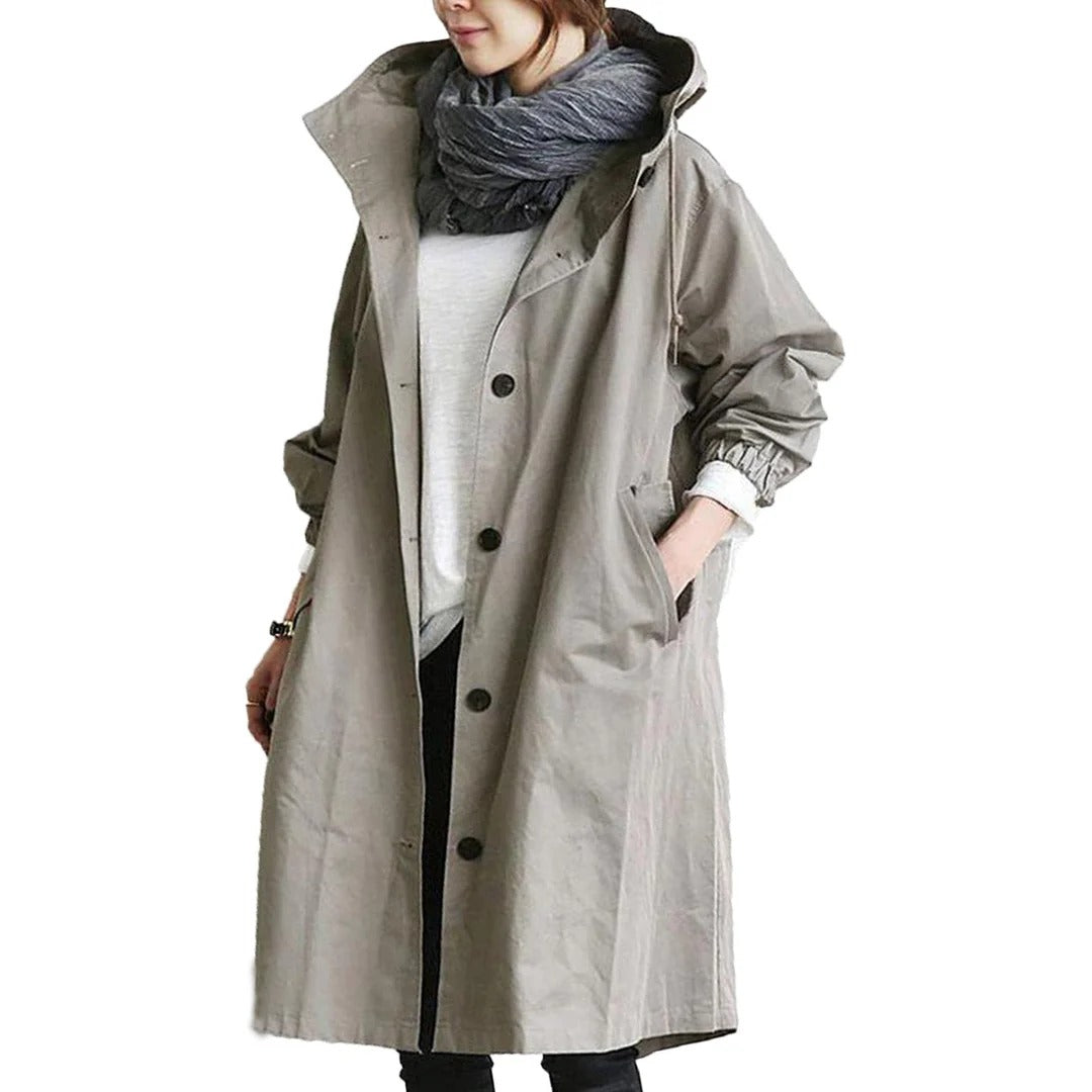 Parka longue de pluie, coloris pierre, vue de face