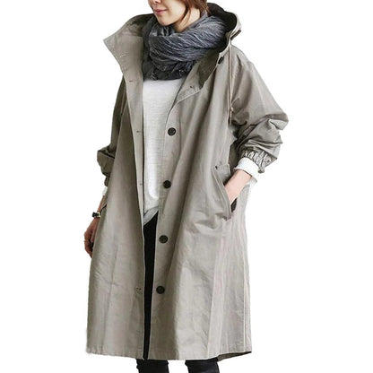Parka longue de pluie, coloris pierre, vue de face