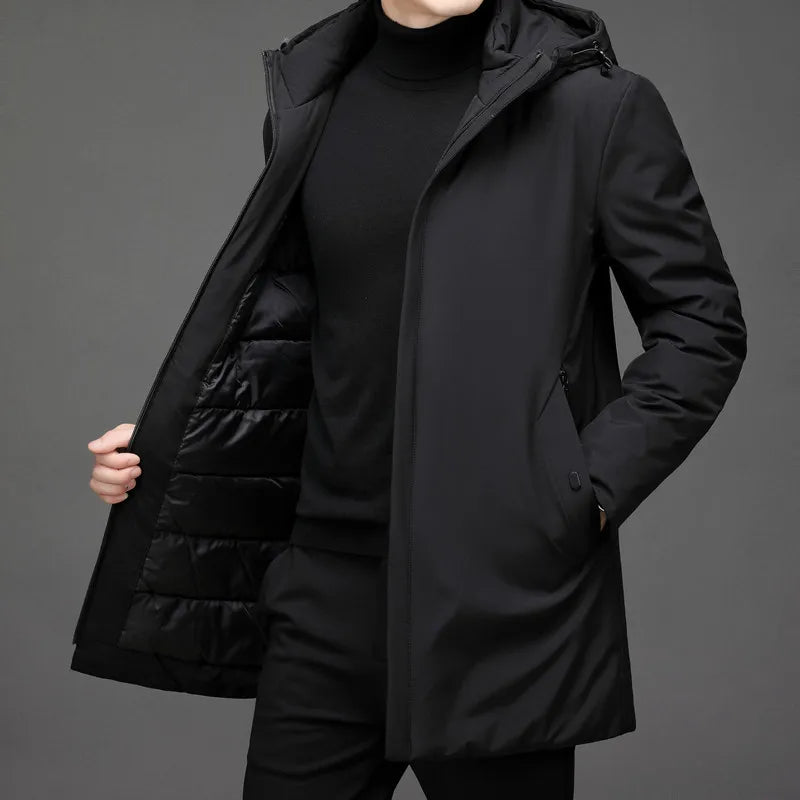 Parka mi-longue à capuche, doublure matelassée
