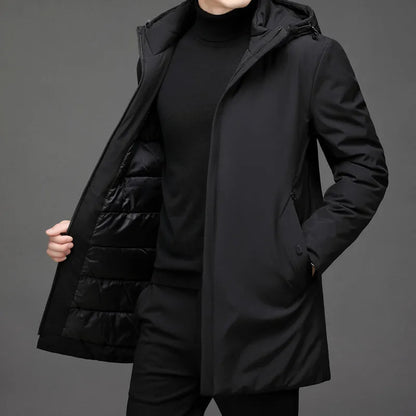 Parka mi-longue à capuche, doublure matelassée