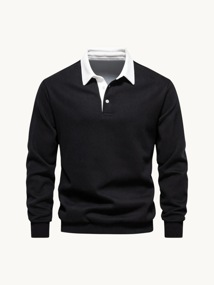 Polo col contrastant in Noir | By Old Money