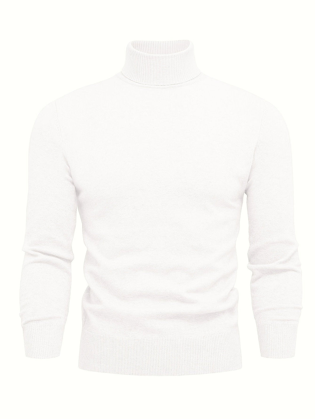 Pull à col roulé côtelé, coloris blanc, vu de face