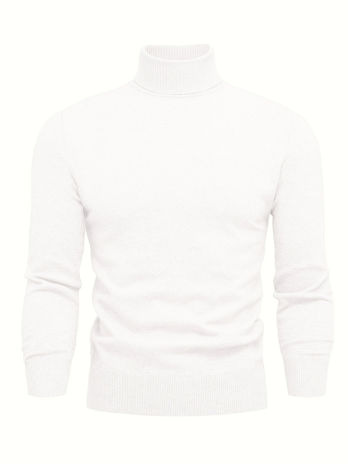 Pull à col roulé côtelé, coloris blanc, vu de face