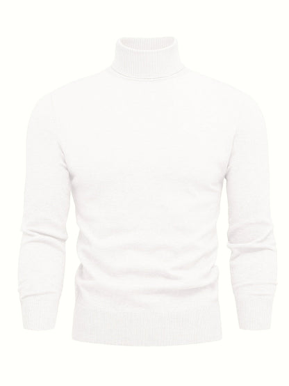 Pull à col roulé côtelé, coloris blanc, vu de face