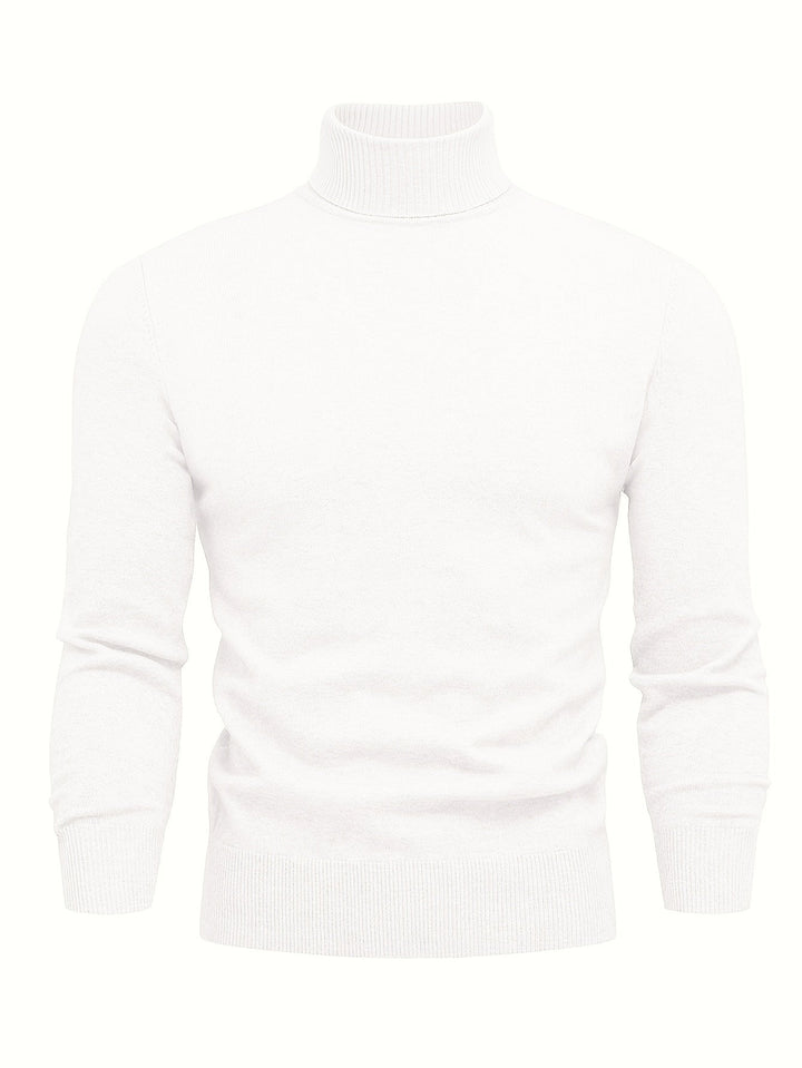 Pull à col roulé côtelé, coloris blanc, vu de face
