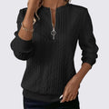 Pull à col zippé, coloris noir, vu de face