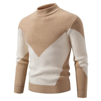 Pull à motif géométrique, beige/blanc