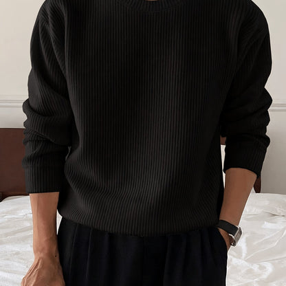 Pull ample maille côtelée, noir