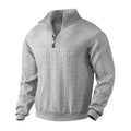 Pull camionneur homme gris chiné à torsades, vue de trois quarts