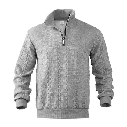 Pull camionneur homme gris chiné à torsades, vue de face