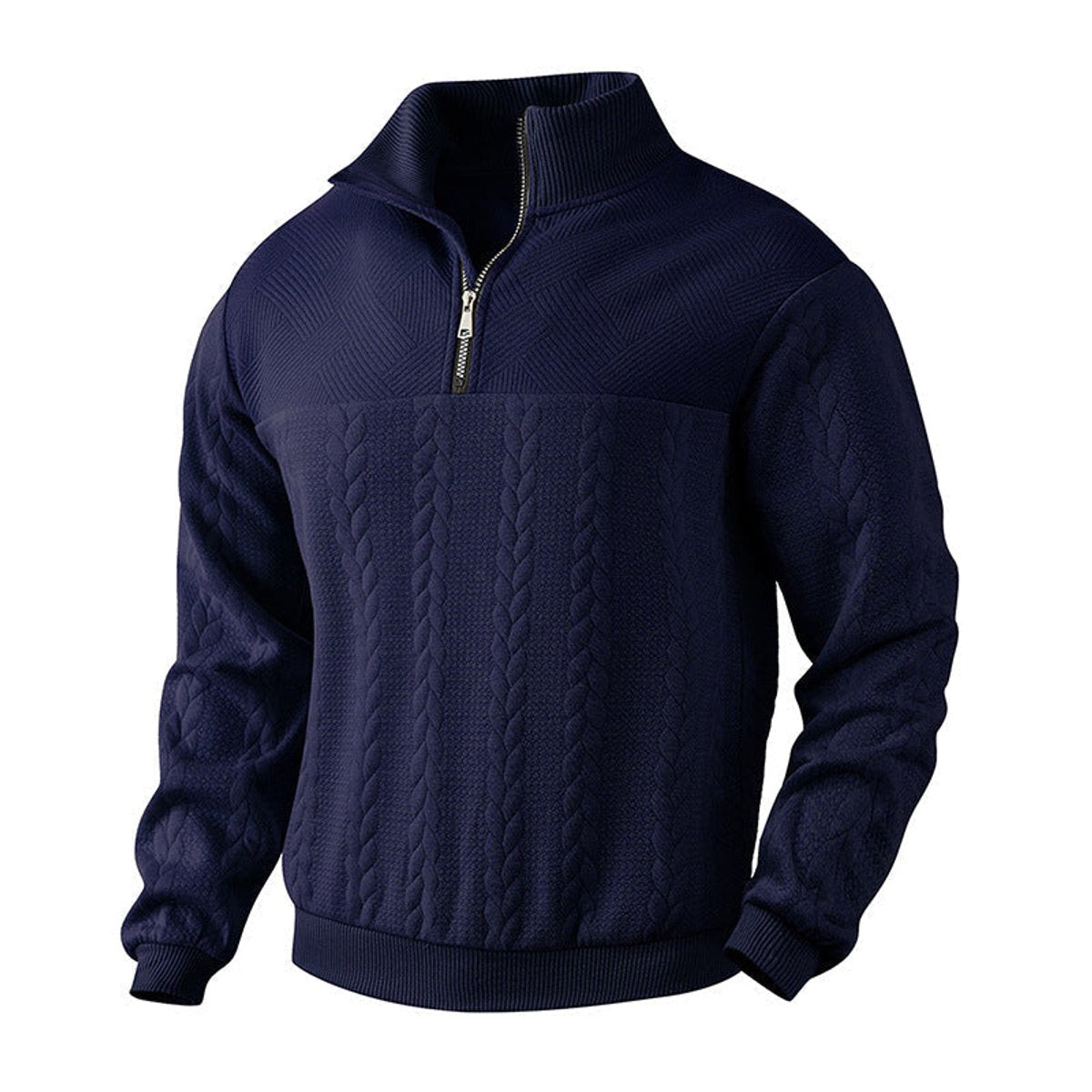 Pull camionneur homme à motif torsadé et col montant