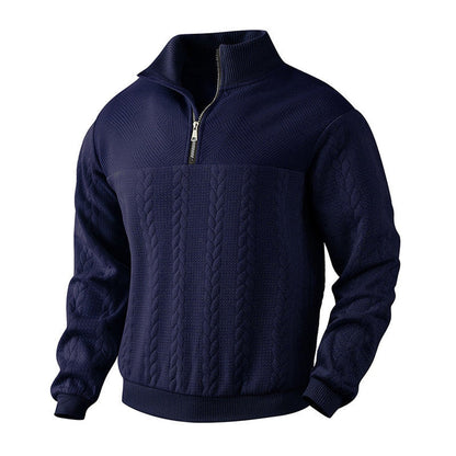 Pull camionneur homme à motif torsadé et col montant