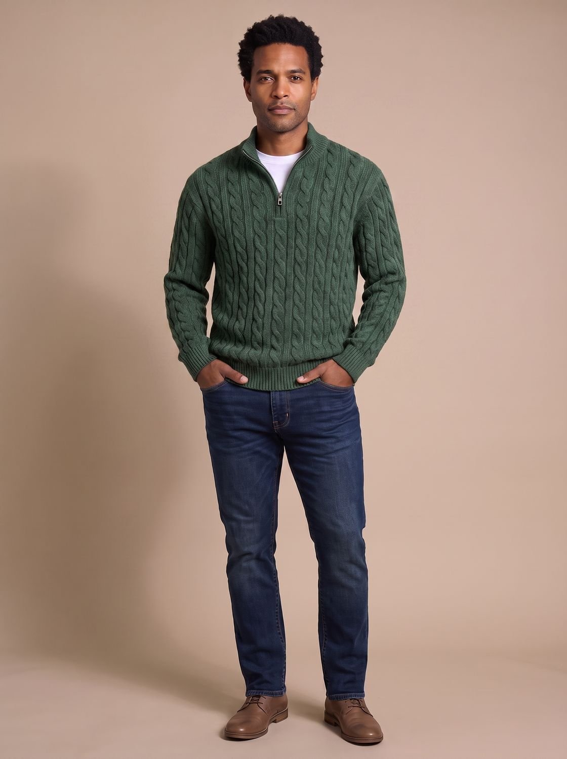Pull camionneur en maille torsadée pour homme