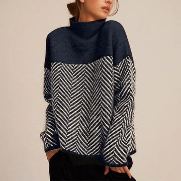 Pull chevrons empiècement uni